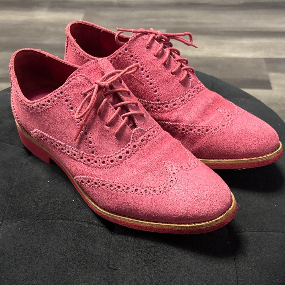 Cole Haan Fuchsia Suede Lace-Up Oxfords
